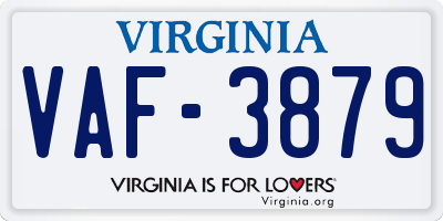 VA license plate VAF3879
