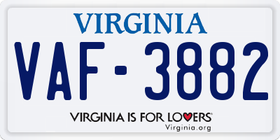 VA license plate VAF3882