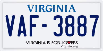 VA license plate VAF3887