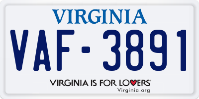 VA license plate VAF3891