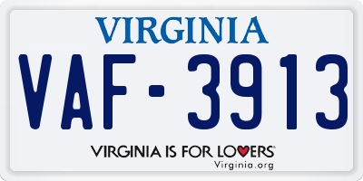 VA license plate VAF3913