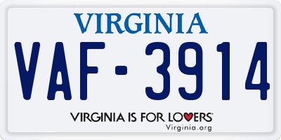 VA license plate VAF3914