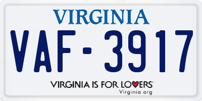 VA license plate VAF3917