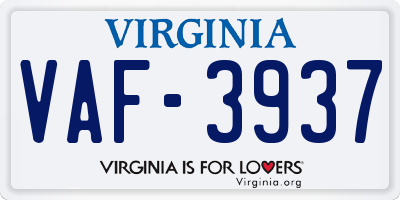 VA license plate VAF3937