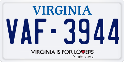 VA license plate VAF3944