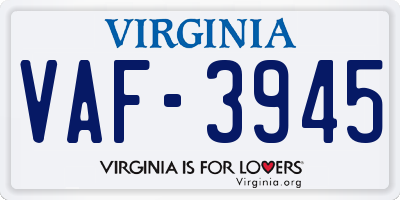 VA license plate VAF3945
