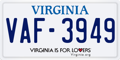 VA license plate VAF3949