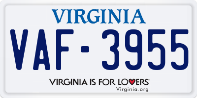 VA license plate VAF3955