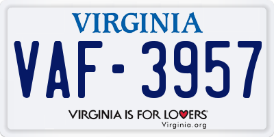 VA license plate VAF3957