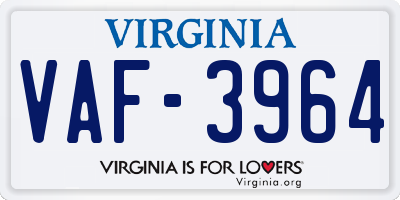 VA license plate VAF3964