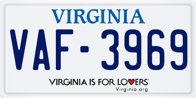 VA license plate VAF3969