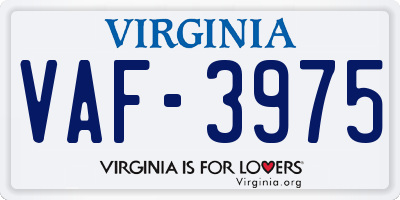 VA license plate VAF3975