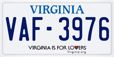 VA license plate VAF3976