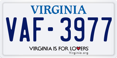 VA license plate VAF3977