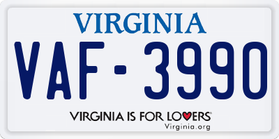 VA license plate VAF3990