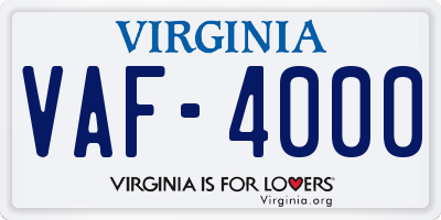 VA license plate VAF4000