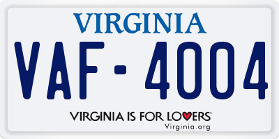 VA license plate VAF4004