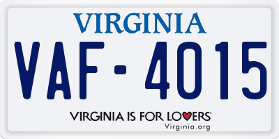 VA license plate VAF4015