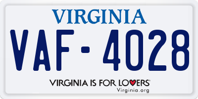 VA license plate VAF4028