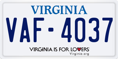 VA license plate VAF4037