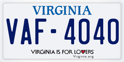VA license plate VAF4040
