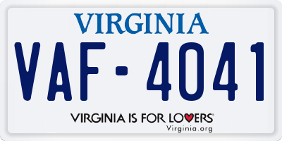 VA license plate VAF4041