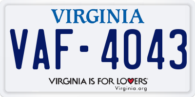 VA license plate VAF4043
