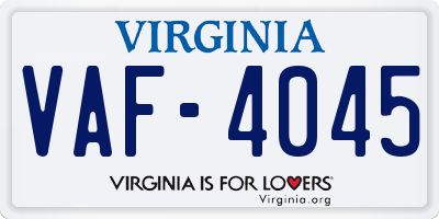 VA license plate VAF4045