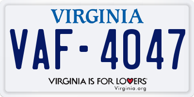 VA license plate VAF4047