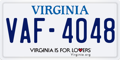 VA license plate VAF4048