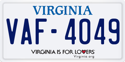 VA license plate VAF4049
