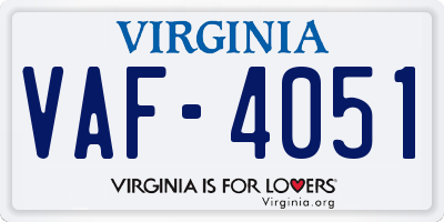 VA license plate VAF4051