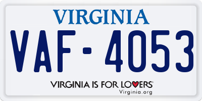 VA license plate VAF4053