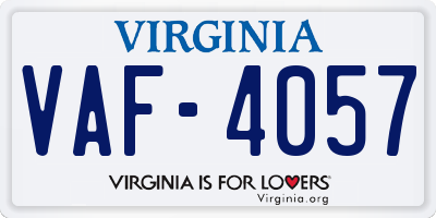 VA license plate VAF4057