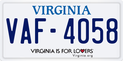 VA license plate VAF4058
