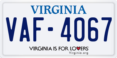 VA license plate VAF4067