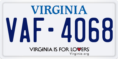 VA license plate VAF4068