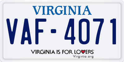 VA license plate VAF4071