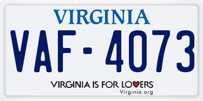 VA license plate VAF4073