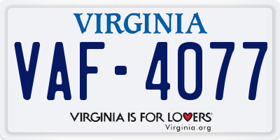 VA license plate VAF4077