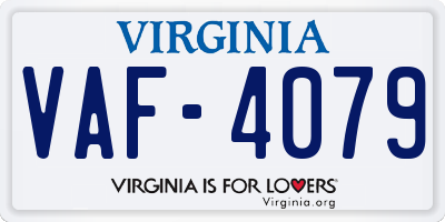 VA license plate VAF4079