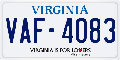 VA license plate VAF4083