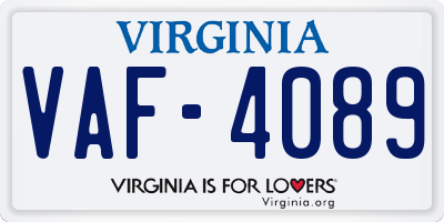 VA license plate VAF4089