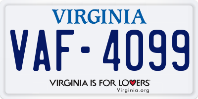 VA license plate VAF4099