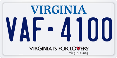 VA license plate VAF4100