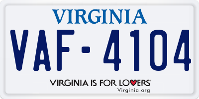 VA license plate VAF4104
