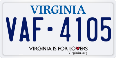 VA license plate VAF4105