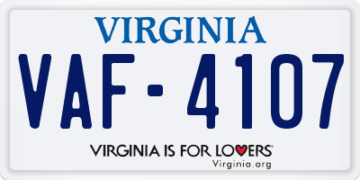 VA license plate VAF4107