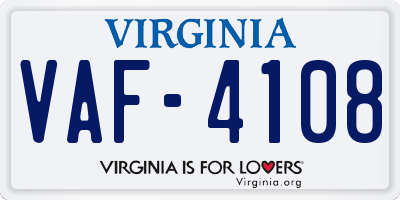 VA license plate VAF4108