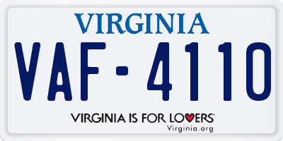 VA license plate VAF4110